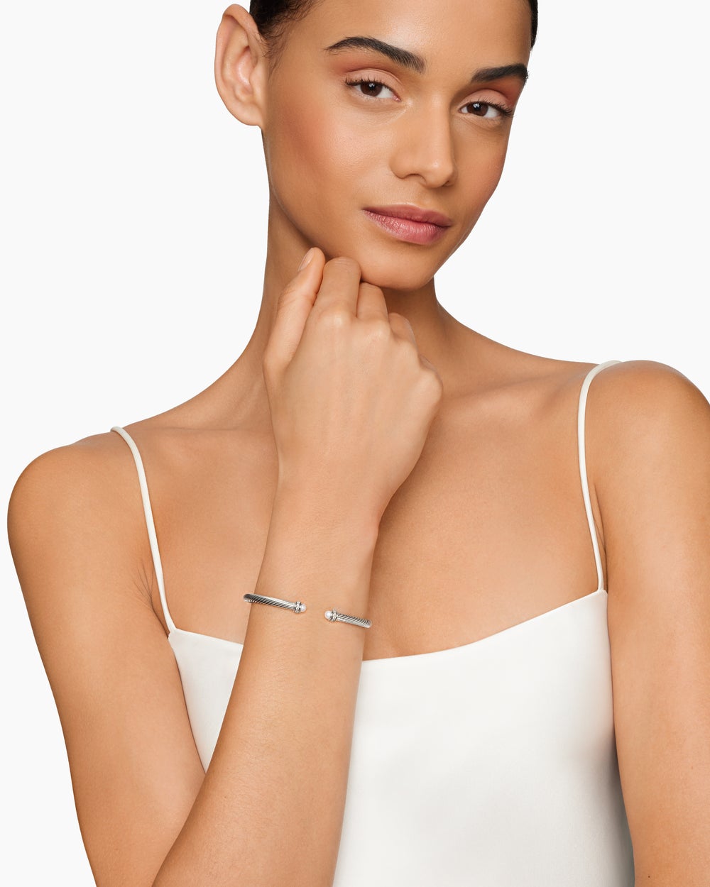 Bracelet Classic Cable en argent sterling avec diamants, 4 mm femmes