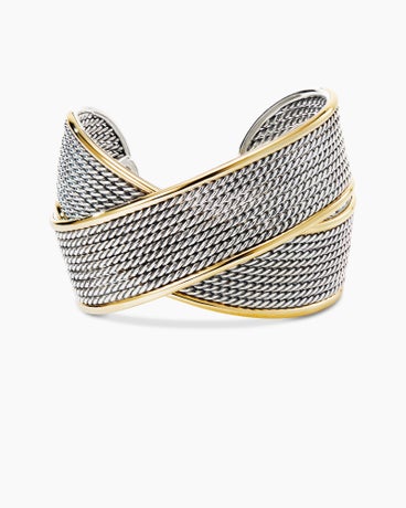DY Origami Cuff Bracelet in Sterling Silver with 18K Yellow Gold, 47mm