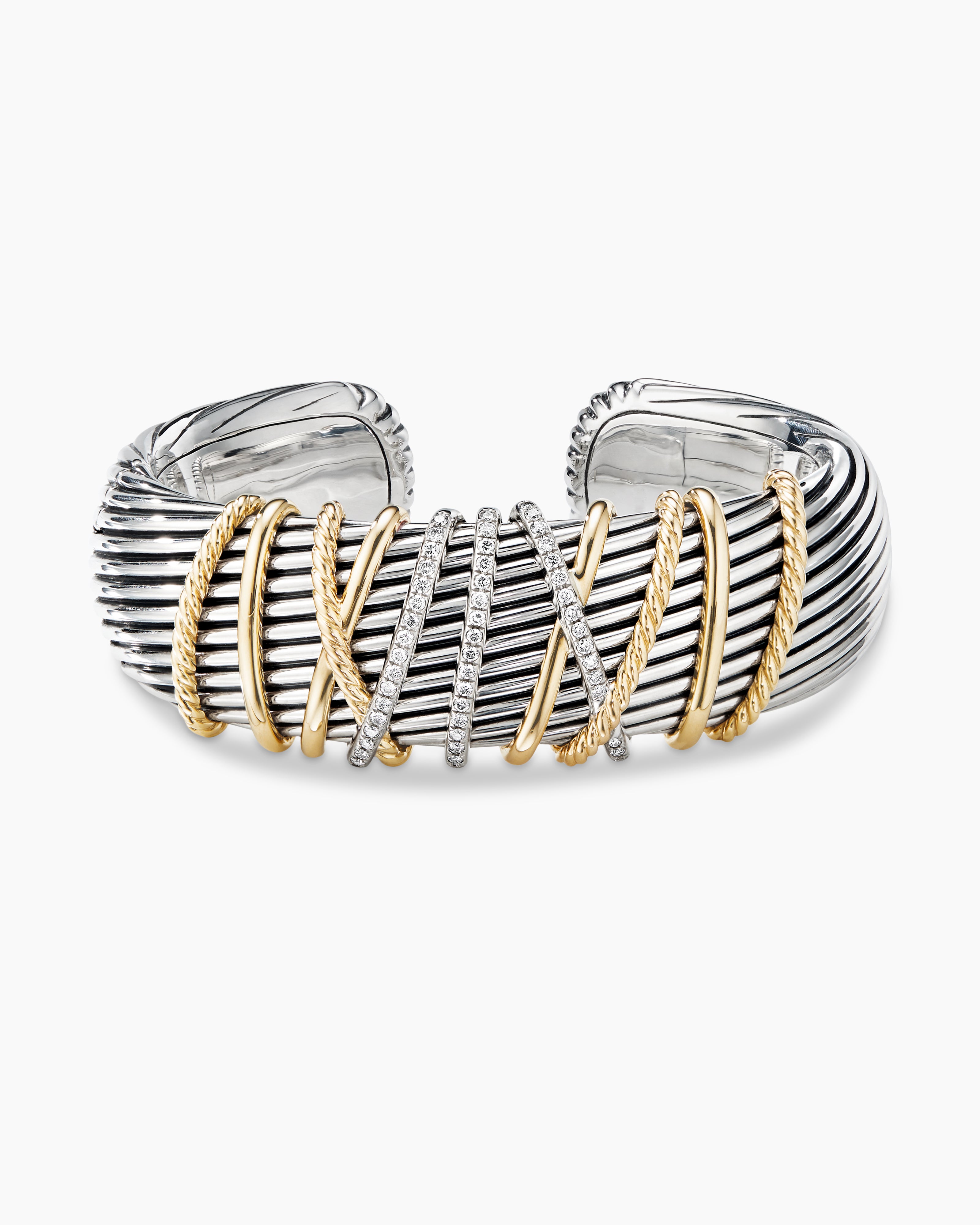 Success 18K Gold Over Sterling Silver Stacking Cuff Bracelet