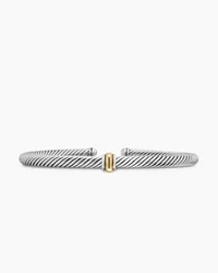 Classic Cable Station Bracelet in Sterling Silver with 18K Rose Gold, 4mm