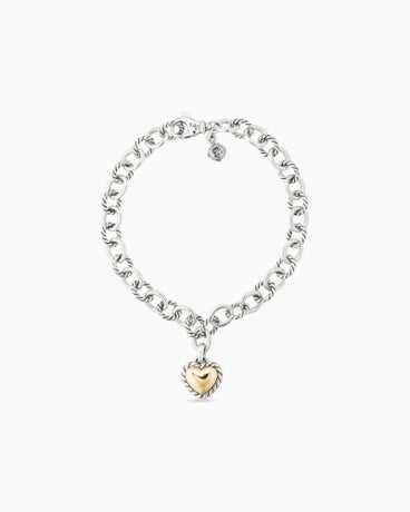 Cable Collectables® Cookie Classic Heart Bracelet in Sterling Silver with 18K Yellow Gold, 4.5mm