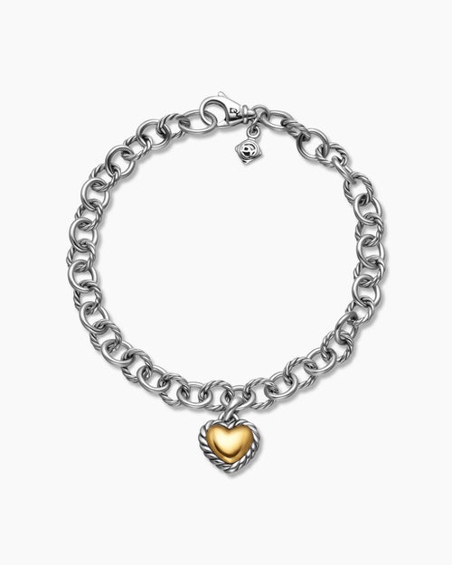 Womens Cable Collectibles Cookie Classic Heart Bracelet in Sterling Silver with 18K Yellow Gold, 4.5mm