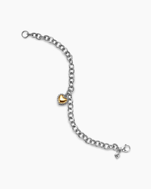 Womens Cable Collectibles Cookie Classic Heart Bracelet in Sterling Silver with 18K Yellow Gold, 4.5mm