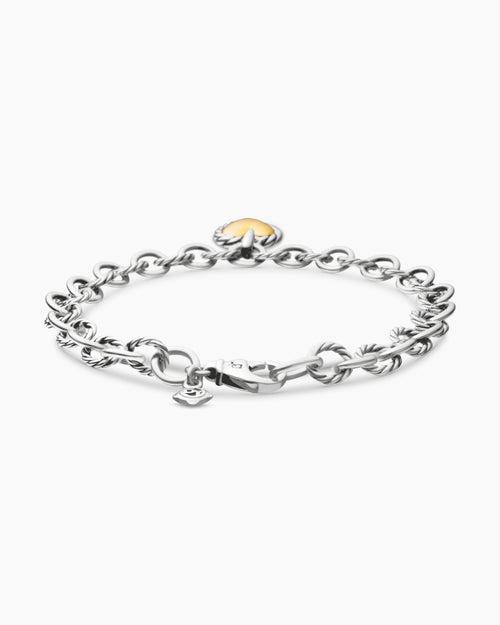Womens Cable Collectibles Cookie Classic Heart Bracelet in Sterling Silver with 18K Yellow Gold, 4.5mm