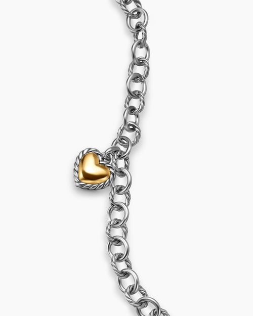 Womens Cable Collectibles Cookie Classic Heart Bracelet in Sterling Silver with 18K Yellow Gold, 4.5mm