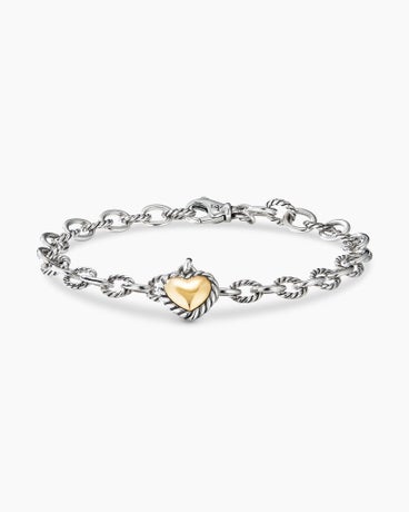Cable Collectables® Cookie Classic Heart Bracelet in Sterling Silver with 18K Yellow Gold, 4.5mm