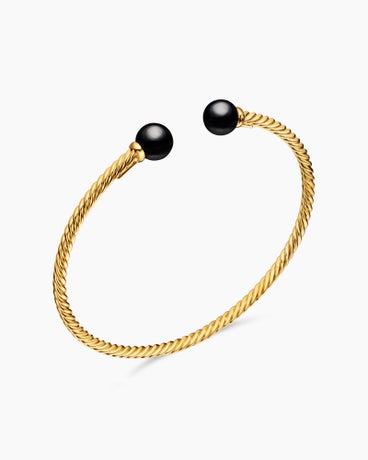 Solari Cablespira® Bracelet in 18K Yellow Gold with Black Onyx, 2.6mm