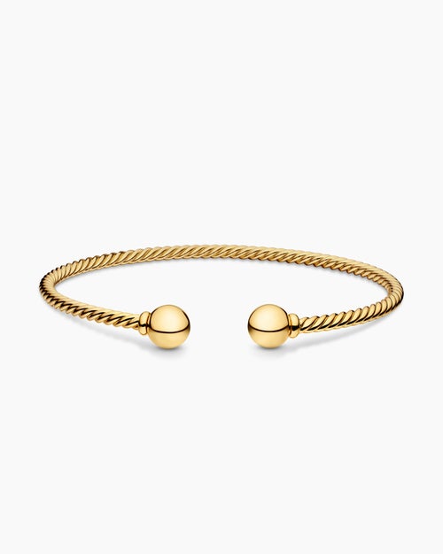 Womens Solari Cablespira® Bracelet in 18K Yellow Gold with Gold Domes, 2.6mm