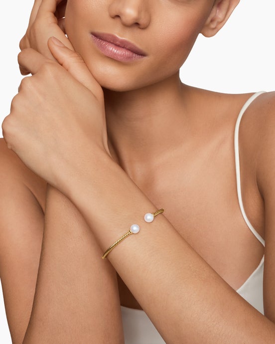 Solari Cablespira® Bracelet in 18K Yellow Gold with Pearls, 2.6mm