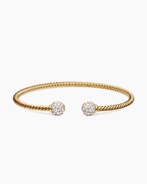 Womens Solari Cablespira Bracelet in 18K Yellow Gold with Diamonds, 2.6mm