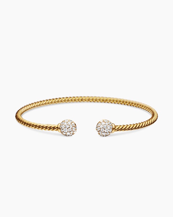 Solari Cablespira Bracelet in 18K Yellow Gold with Diamonds, 2.6mm