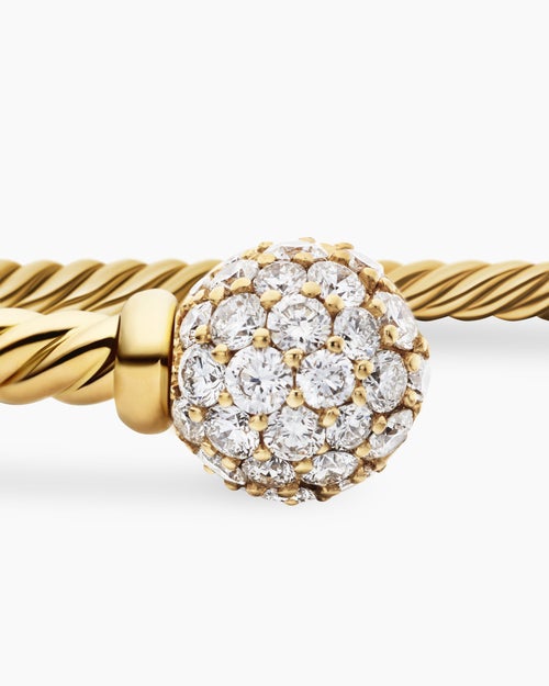 Womens Solari Cablespira Bracelet in 18K Yellow Gold with Diamonds, 2.6mm