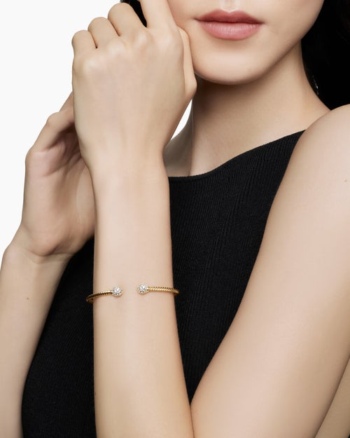 Womens Solari Cablespira Bracelet in 18K Yellow Gold with Diamonds, 2.6mm