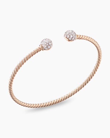 Solari Cablespira® Bracelet in 18K Rose Gold with Diamonds, 2.6mm