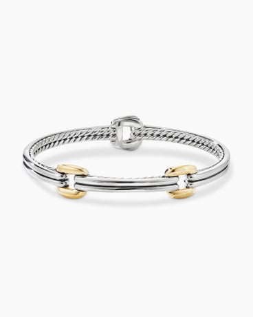 Thoroughbred Double Link Bracelet in Sterling Silver with 18K Yellow Gold, 5.5mm