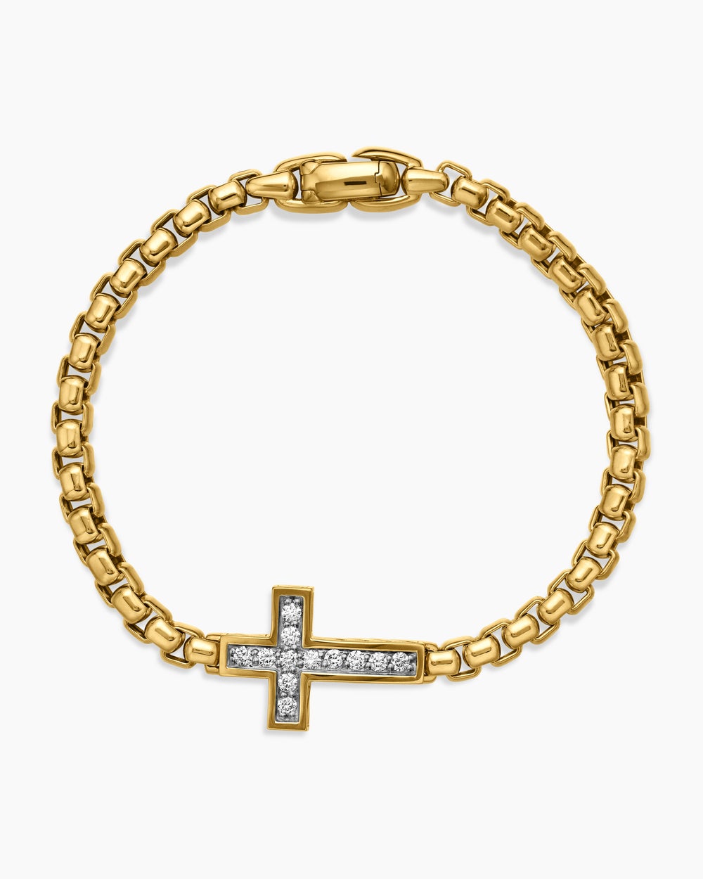 Bracelet à motif intercalé avec croix en or jaune 18 carats, 5 mm
