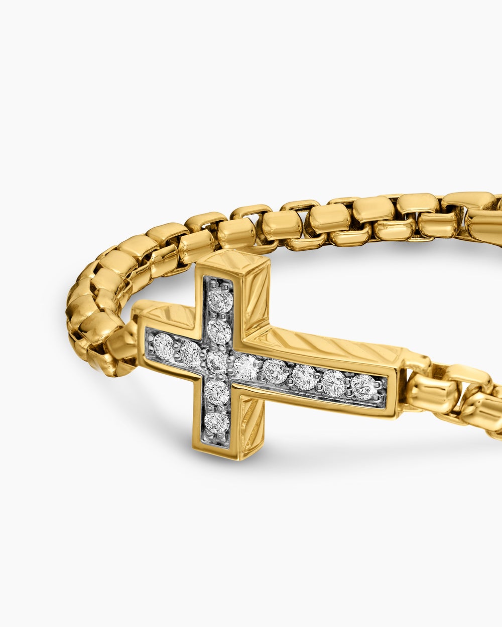Bracelet à motif intercalé avec croix en or jaune 18 carats, 5 mm