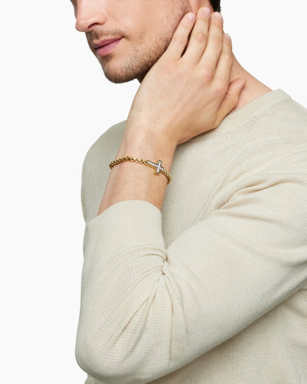 Bracelet Pavé entrelacé en or jaune 18 carats, 5 mm