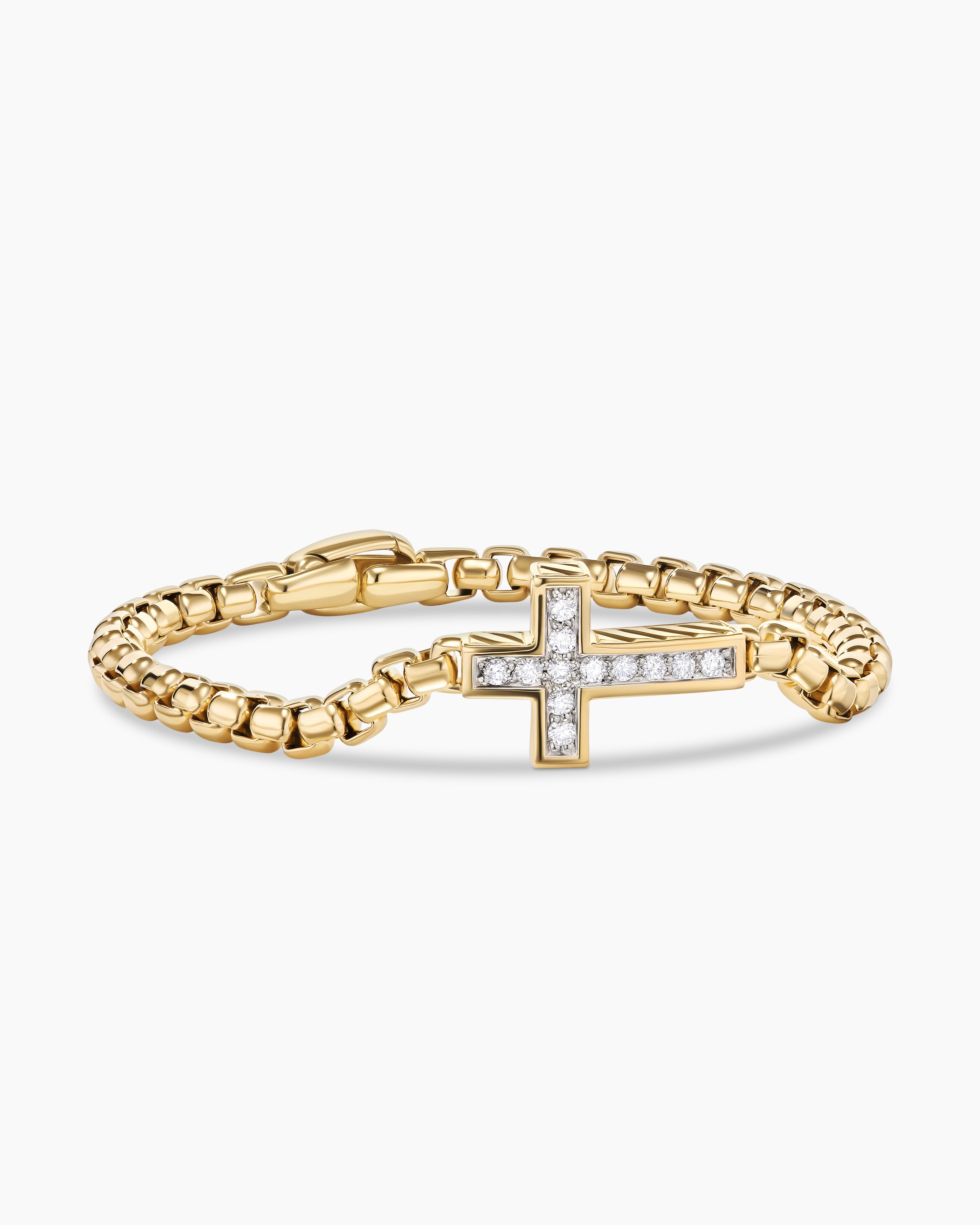 Shop Sydney Evan 14k Gold & Diamond Small Cross Bracelet