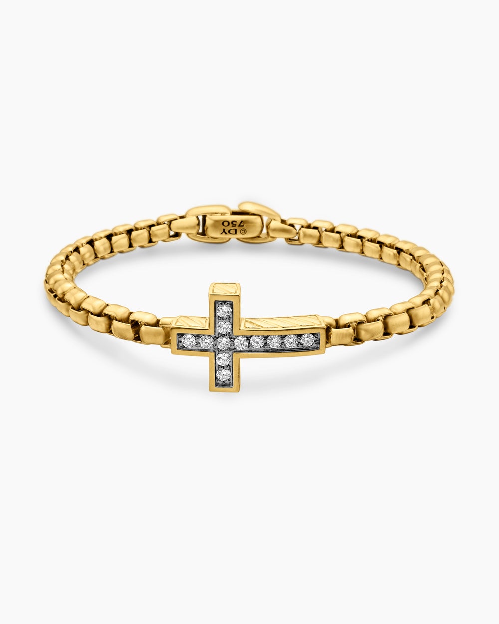 Bracelet à motif intercalé avec croix en or jaune 18 carats, 5 mm