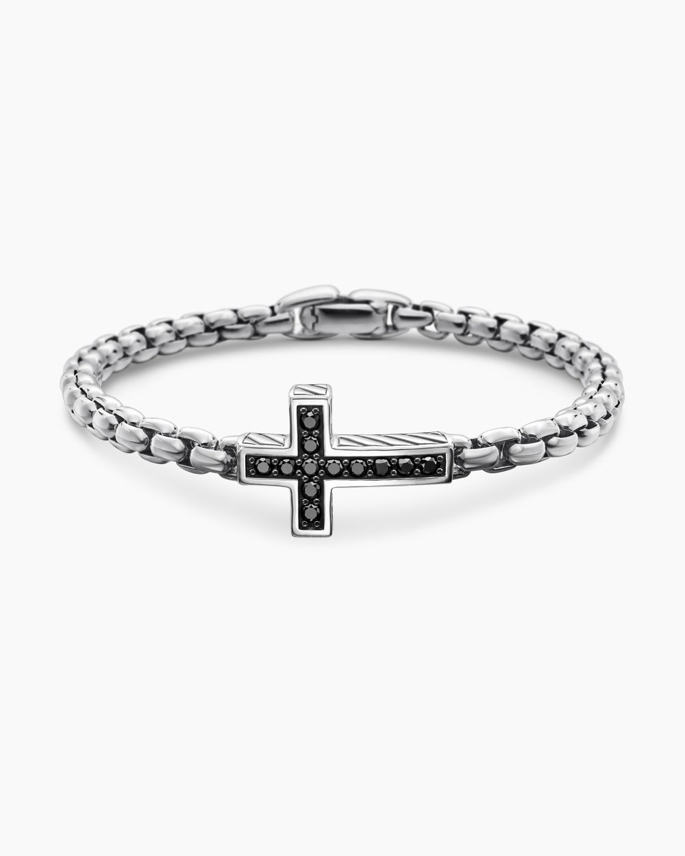 Bracelet à motif intercalé avec croix en argent sterling, 5 mm hommes