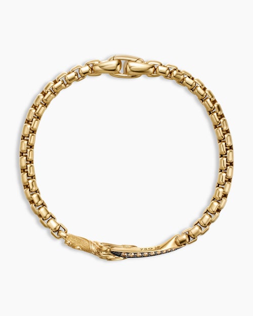 Mens Waves Dagger Bracelet in 18ct Yellow Gold with Cognac Diamonds, 5mm