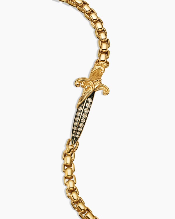 Waves Dagger Bracelet in 18K Yellow Gold with Cognac Diamonds, 5mm