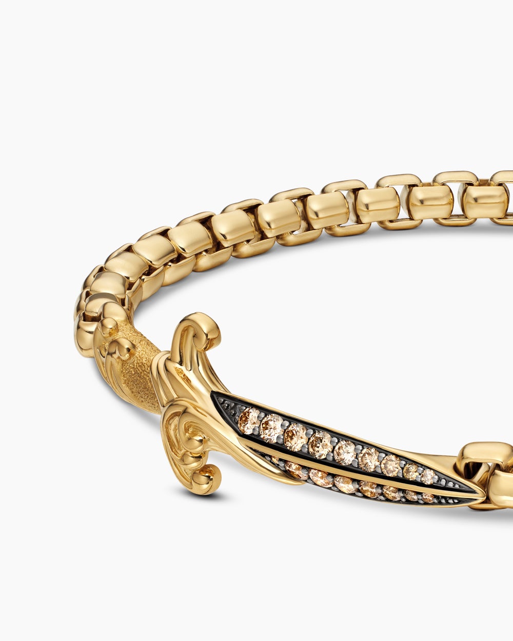 Bracelet poignard Waves en or jaune 18 carats avec diamants cognac, 5 mm homme