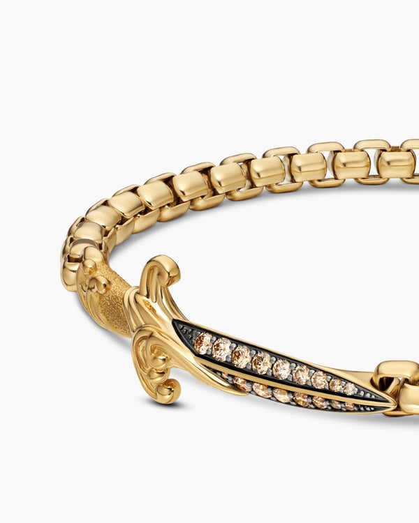 Waves Dagger Bracelet in 18K Yellow Gold with Cognac Diamonds, 5mm