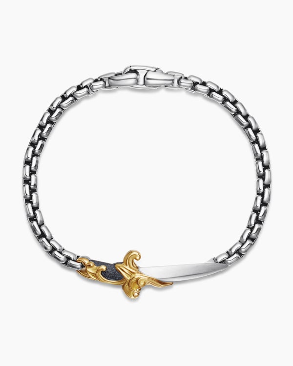 Waves Dagger Bracelet in Sterling Silver with 18K Yellow Gold, 5mm