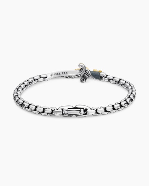 Mens Waves Dagger Bracelet in Sterling Silver with 18K Yellow Gold, 5mm
