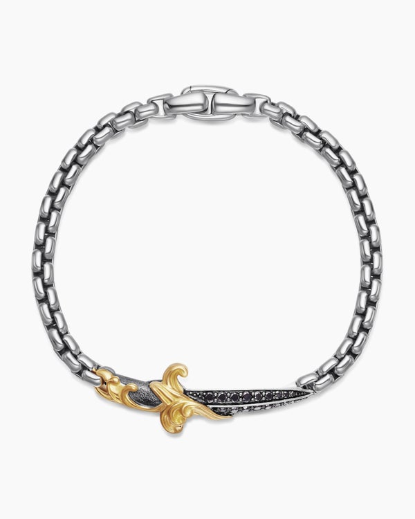 Waves Dagger Bracelet in Sterling Silver with 18K Yellow Gold, 5mm