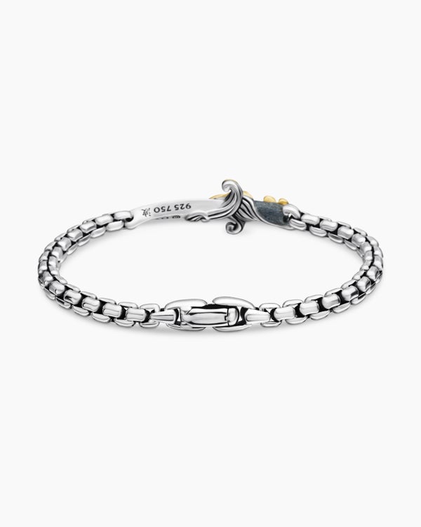 Waves Dagger Bracelet in Sterling Silver with 18K Yellow Gold, 5mm