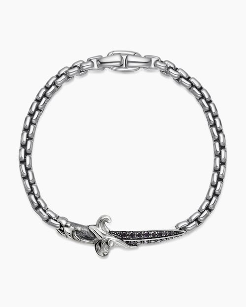 Mens Waves Dagger Bracelet in Sterling Silver, 5mm