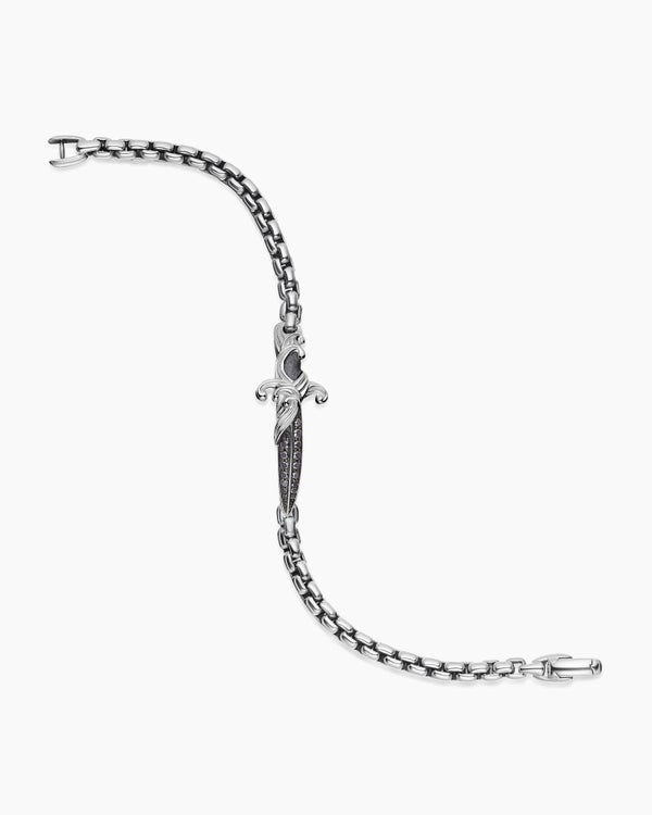 Waves Dagger Bracelet in Sterling Silver with Black Diamonds, 5mm