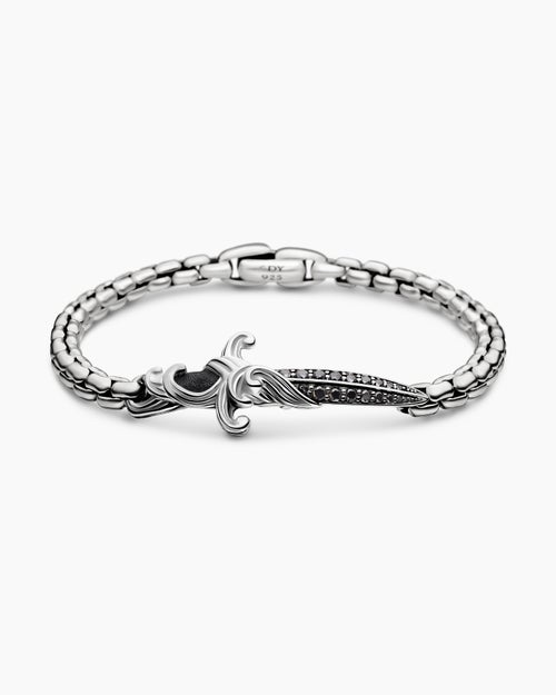 Mens Waves Dagger Bracelet in Sterling Silver, 5mm