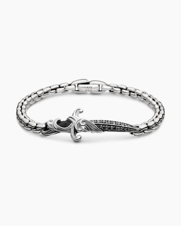 Waves Dagger Bracelet in Sterling Silver with Black Diamonds, 5mm
