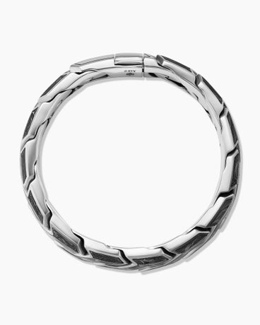 Forged Carbon Link Bracelet in Sterling Silver, 11.5mm