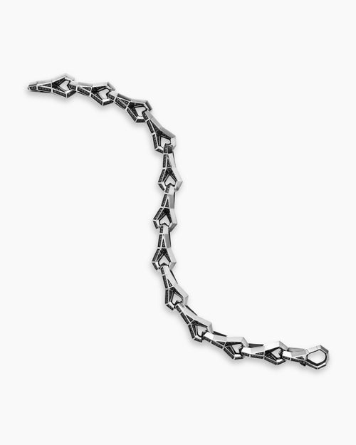 Mens Faceted Link Bracelet in Sterling Silver, 12.5mm