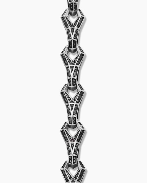 Mens Faceted Link Bracelet in Sterling Silver, 12.5mm