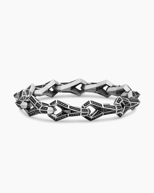 Mens Faceted Link Bracelet in Sterling Silver, 12.5mm