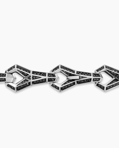 Mens Faceted Link Bracelet in Sterling Silver, 12.5mm