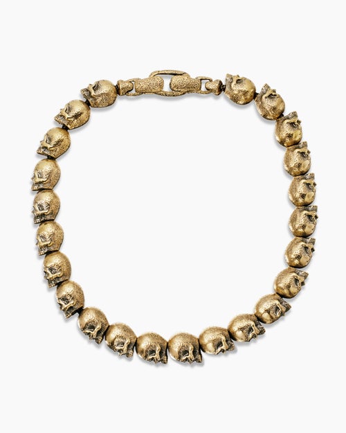 Mens Memento Mori Skull Bracelet in 18K Yellow Gold, 6mm