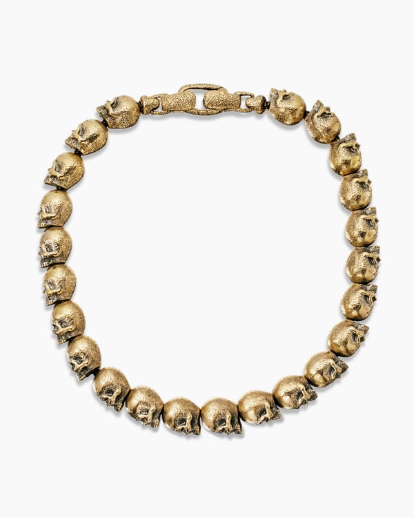Memento Mori Skull Bead Bracelet in 18K Yellow Gold, 6mm