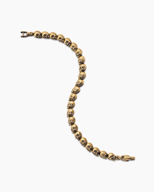 Mens Memento Mori Skull Bracelet in 18K Yellow Gold, 6mm