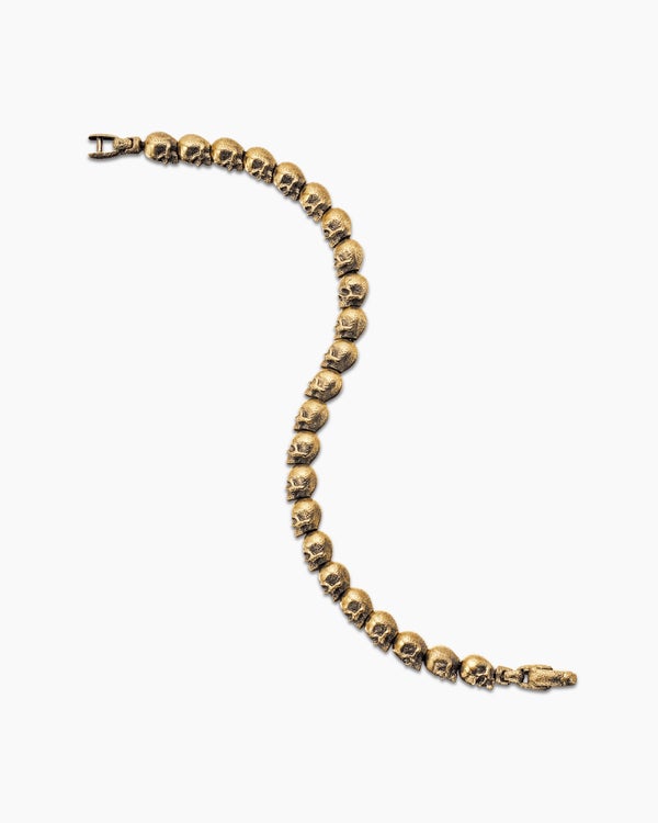 Memento Mori Skull Bead Bracelet in 18K Yellow Gold, 6mm