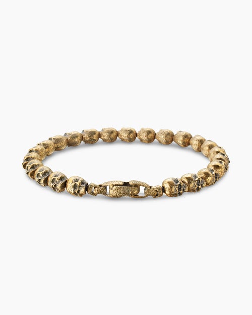 Mens Memento Mori Skull Bracelet in 18K Yellow Gold, 6mm
