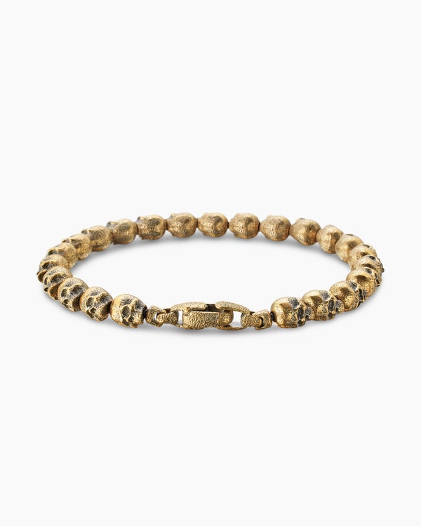 Memento Mori Skull Bead Bracelet in 18K Yellow Gold, 6mm
