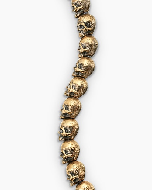 Mens Memento Mori Skull Bracelet in 18K Yellow Gold, 6mm