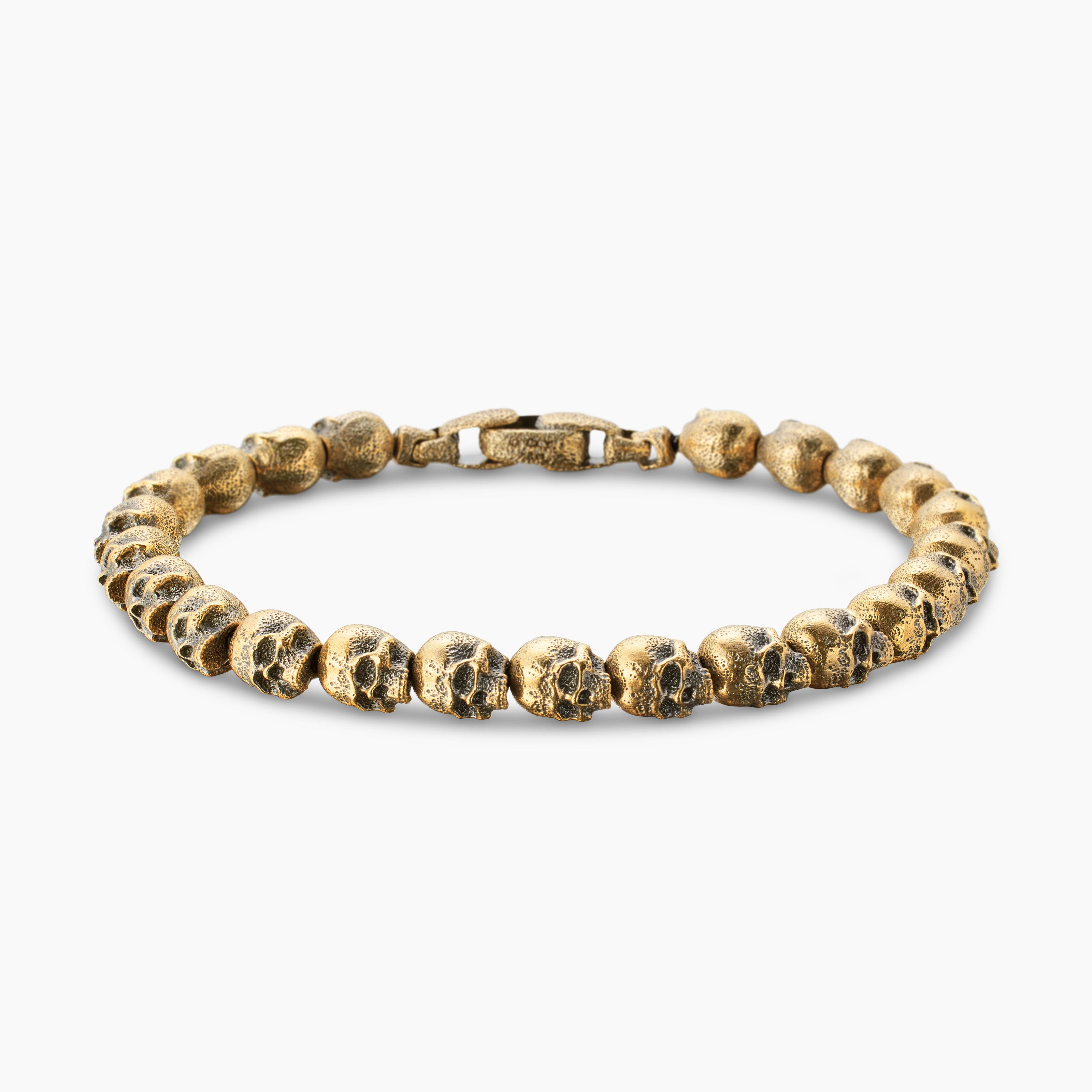 Mens Memento Mori Skull Bracelet in 18K Yellow Gold, 6mm